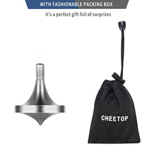 Load image into Gallery viewer, CHEETOP Precision Metal Spinning Top, Well Made Stainless Steel Spin Long Lasting Exceed 6 Mins Desktop Gyro EDC Toy, Perfect Balance Easy to Use Kill Time Efficiently (Silver)
