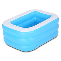 LWJDM Family Swimming Paddling Pool, Inflatable Blue Rectangular Swimming Pool, Thickening Inflatable Pool for Kids, Adult, Outdoor, Garden, Backyard, Summer Water Party,140x100x50cm