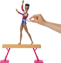 Load image into Gallery viewer, Barbie Gymnastics Playset: Brunette Doll with Twirling Feature, Balance Beam, 15+ Accessories, Great Gift for Ages 3 to 7 Years Old
