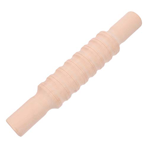 NUOBESTY Clay Modeling Roller DIY Handmade Craft Plasticine Clay Rolling Pin Wooden Handle Pottery Tool Plasticine Supplies for Children Kids Stripe