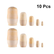 Load image into Gallery viewer, Balacoo 10pcs Black Matryoshka Dolls Unpainted Russian Dolls Wooden Nesting Doll for Parent Child Activities DIY Your Nesting Own Doll (White)
