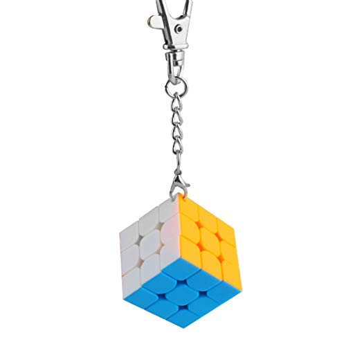 Larcele 2 Pieces Mini 3x3x3 Magic Cube Keychain Stickerless Creative Pocket Cube Key Ring YSMF-02