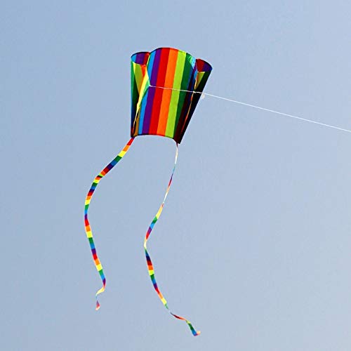 FQD&BNM Kite New Rainbow Parafoil Kite with Tails Soft Kite Flying Toys Give 30m Kite Line