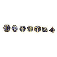 BOLORAMO Table Board Dice, Polyhedral Dice Durable 7pcs for Table Board Playing Games((Blue Gold))