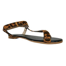 Load image into Gallery viewer, HIRIRI Women&#39;s Leopard Print Flats Open Toe Ankle Strap Buckle Sandals Flat Heel Slip On Slippers Yellow
