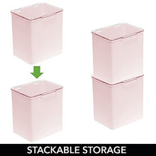 Load image into Gallery viewer, mDesign Plastic Stackable Storage Organizer Toy Box with Lid for Action Figures, Crayons, Markers, Building Blocks, Puzzles, Craft or School Supplies - Pack of 2, Includes 32 Labels - Light Pink/Clear
