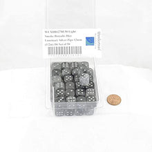 Load image into Gallery viewer, Light Smoke Borealis Dice Luminary with Silver Pips 12mm (1/2in) D6 Set of 50 Wondertrail
