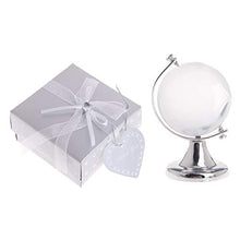 Load image into Gallery viewer, JKPOWER Mini Round Earth Globe World Map Crystal Glass Clear Stand Desk Decoration Gifts Earth Globe Stand Silver
