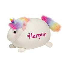 Load image into Gallery viewer, Personalized Candy Rainbow Unicorn Macaroon Fuzzy Tail Plush Stuffed Animal with Custom Name
