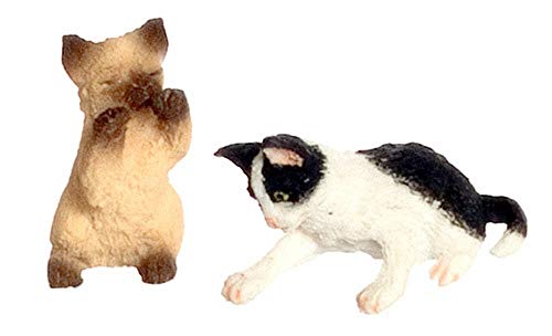 Falcon Miniatures Dolls House Siamese Kitten & Black & White Kitten Playing 1:12 Accessory Pets