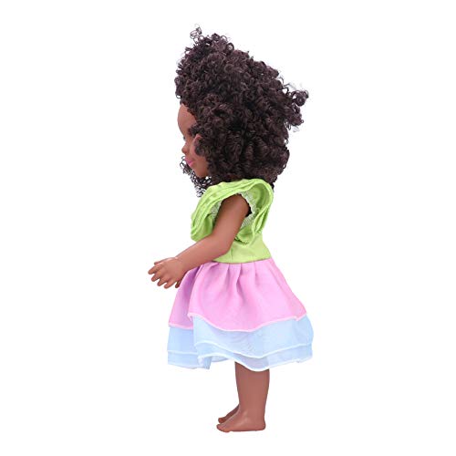 Comfortable African Black Girl Doll,(Q14-157 bee skirt with green bottom)