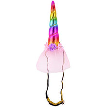 Load image into Gallery viewer, 3 Ct Imagine-Fly Rainbow Unicorn Horn Headband Glittery Pink Tulle Costume Party
