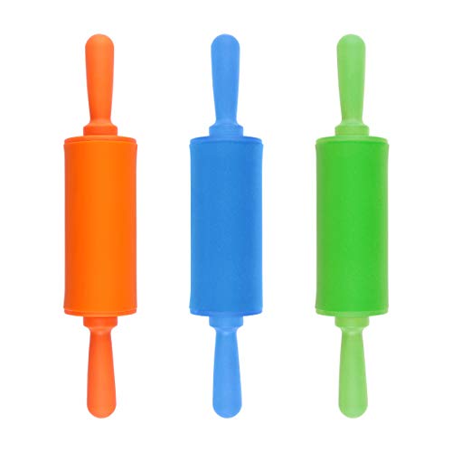 STOBOK Dough Tools Mini Rolling Pin 3PCS, Ultra Light Handmade Clay Stick Handle Rolling Pin DIY Sludge Toy for Kids Children- Random Color