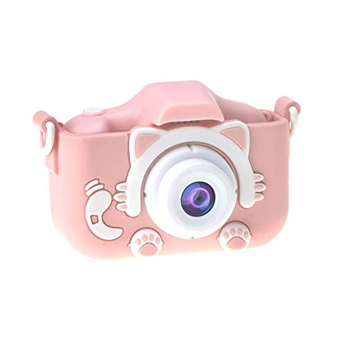 BARMI X8 Cartoon Digital 2.0Inch 1080P 20MP Rechargeable Kids Camera Toy Children Gift,Perfect Child Intellectual Toy Gift Set Pink Calf