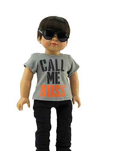American Fashion World Boys Graphic Call Me Boss T-Shirt Made for 18 inch Dolls Such as American Girl Dolls
