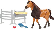 Load image into Gallery viewer, Mattel Spirit Untamed Forever Free Spirit Horse (8-in) with Realistic Walking Feature, Neighing Sounds, Long Mane &amp; Tail Hair, Brush, Hay Bale, &amp; Apple Snack Accessories
