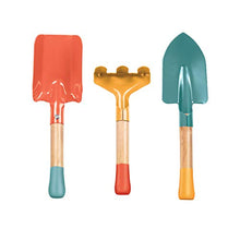 Load image into Gallery viewer, MindWare Garden Tool Set for Kids - Kit Includes Hand Trowel, Scoop Shovel, Hand rake, Gloves and Storage Bag
