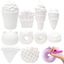 Load image into Gallery viewer, MALLMALL6 10Pcs DIY Slow Rising Food Noveltys Kit Blank Soft Squeeze Set Bulk Art Crafts Kits for Kids Dessert Ice Cream White to Paint 12 Color Pen Sweet Creamy Scented Soft Stress Relief Toys
