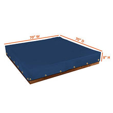 Load image into Gallery viewer, Sandbox Cover 18 Oz Waterproof - Sandpit Cover 100% Weather Resistant with Air Pocket &amp; Elastic for Snug Fit (70&quot; W x 70&quot; D x 8&quot; H, Blue)

