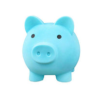 Cute Piggy Bank Girls Boys Blue Coin Savings Jar. Plastic Money Bank
