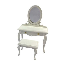 Load image into Gallery viewer, Melody Jane Dollhouse White Vanity Dressing Table &amp; Stool Miniature Bedroom Furniture
