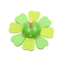 N/A Handmade Wooden Colorful Flower Spinning Handmade Gyro Developing Kids Toy(Green) (Color : Green)