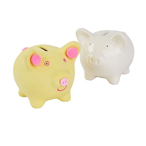 Colorations Decorate Your Own Piggy Bank! Craft for Kids, Ceramic Piggy Bank with Rubber Stopper, Craft Project, Kids Crafts, Create a Keepsake, Personalize & Individually Decorate