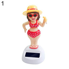 Load image into Gallery viewer, Baost Solar Powered Dancing Flip Swing Shook Head Beach Girl Cactus Automatic Swing Car Interior Ornament Dashboard Decor Swing Solar Car Toy for Car Home Office Decoration Beach Girl
