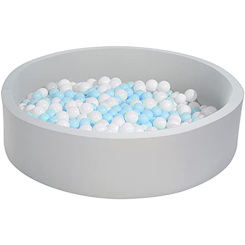 UHAPPYEE Extra Large Soft Ball Pit for Toddler, 51 x 11.8 in Foam Ball Pit for Baby Kids Soft Round Ball Pool Children Toddler , Indoor Memory Sponge Round Ball Pit Without Balls - Gray