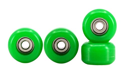 Teak Tuning CNC Polyurethane Fingerboard Bearing Wheels, Green - Set of 4 Wheels - Durable Material with a Hard Durometer