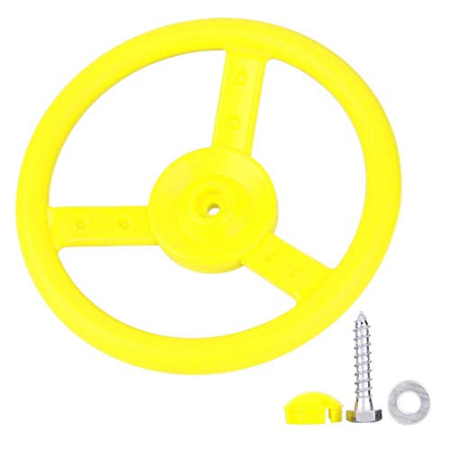 Fockety Steering Wheel, Steering Wheel Toy, Plastic Small Portable Rotatable Swing Set for Playground(Yellow)