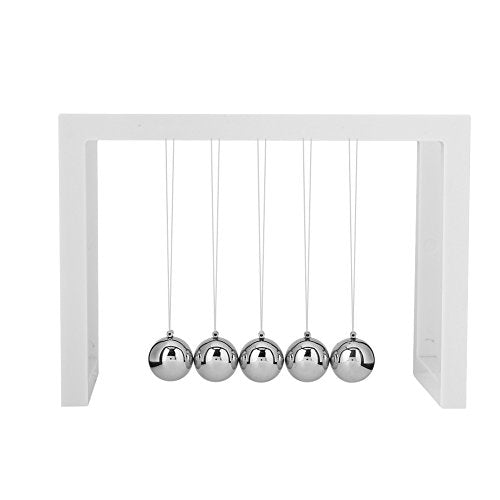 Haofy Newton's Cradle Balance Steel Balls,Science Pendulum Ball Home Office Decor Ornament Educational Desktop Toy (White)