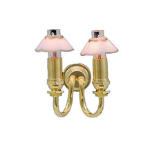 Load image into Gallery viewer, Melody Jane Dollhouse Double Victorian Gas Lamp Sconce Wall Light 1:24 Scale Half Inch
