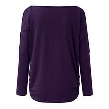 Load image into Gallery viewer, Cold Shoulder Tops For Women,WYTong Fashion Long Sleeve Batwing T Shirts Boat Neck Solid Color Blouse(Purple,S)
