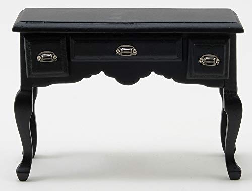 Classics by Handley Dollhouse Miniature Black Desk with Pewter Drawer Pulls