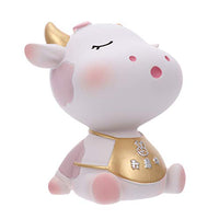 IMIKEYA Pink Chinese Zodiac Animal Cow Figurines Coin Money Saving Bank Retro Cow Bank Tabel Animal Sculpture Statue Decoration Children Teenagers New Year Coin Bank