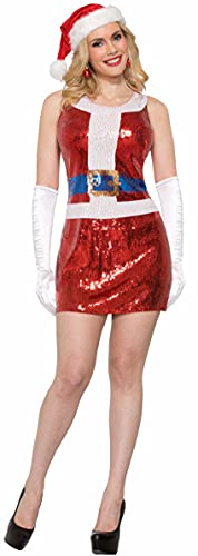 Forum Women's Sequin Santa Holiday Costume Dress, Multi Color, Medium/Large
