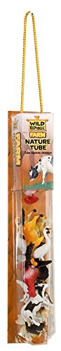 Wild Republic Farm Figurines Tube, Horse, Cow, Donkey, Duck, Sheep, Chicken, Rooster, Pig, Dog, Cat, Goat, 16 Piece playset