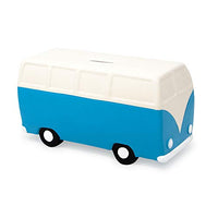 Isaac Jacobs Ceramic Retro Camper Van Coin Bank, Vintage Piggy Bank, Home Dcor, Money Bank Gift for Kids, Teens, and Adults (Blue)