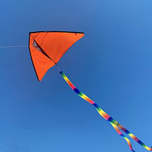 Load image into Gallery viewer, emma kites Fun Color Delta Kite Easy for Beginners Kids Adults Great Family Out Games Park Beach Sports, with 300Ft Kite Line and Rainbow Kite Tail Fluorescent Orange
