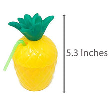 Load image into Gallery viewer, 12 Pack Hawaiian Tropical Luau Party Plastic Pineapple Cup with Straw
