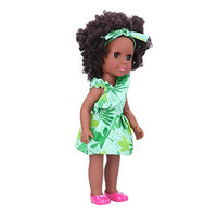 Comfortable African Black Girl Doll,(Q14-156 green leaf oblique shoulder skirt)