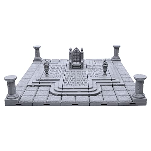 Locking Dungeon Tiles - Throne Room, Terrain Scenery Tabletop 28mm Miniatures Role Playing Game, 3D Printed Paintable, EnderToys