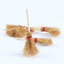Load image into Gallery viewer, HEALLILY Mini Broom Straw Craft Decoration Artificial Brooms with Red Rope Witches Accessory for Halloween Party 12Pcs 9.54x4 x2cm
