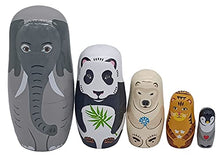 Load image into Gallery viewer, Konrisa Nesting Dolls Set of 5 Pieces Animal Matryoshka Nesting Dolls Handmade Wooden Figurine Stacking Toys for Kids Adults New Year, Include Elephant, Panda, Penguin
