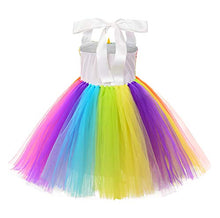 Load image into Gallery viewer, JerrisApparel Girls Unicorn Costume Dress Birthday Party Tutu Outfit with Headband (XL (7-8 Years), Sequin Rainbow)
