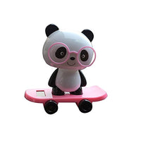 farawamu Solar Power Dancing Toy, Cute Solar Powered Car Dashboard Home Desk Decor Dancing Panda Swinging Toy Gift Pink