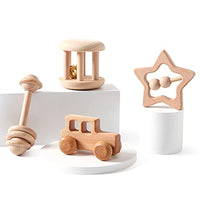 Wooden Rattle Personalised Baby Rattle Toy Montessori Stroller Educational Toys Keepsake Newborn Gift