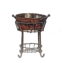Load image into Gallery viewer, Dolls House Aged Rusty Tub on Stand Miniature 1:12 Yard Garden Accessory Small

