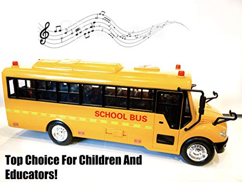 Big Daddy Huge Yellow School Bus with Lights and Cool Openable Doors Pull Back Toy School Bus with Sounds and Songs for Girls, Boys, Toddlers